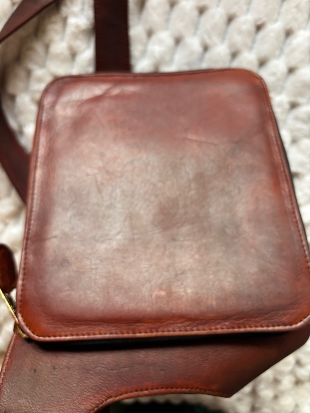 Frye Brown Leather Tooled Crossbody Satchel Bag Organizer messenger - Picture 7 of 14